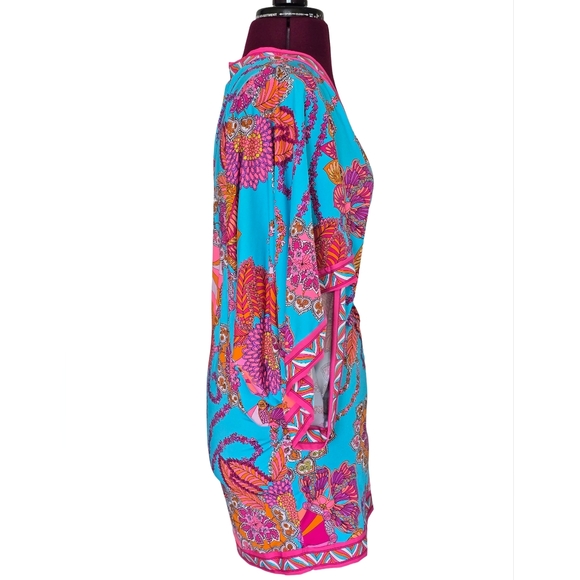 NWT Trina Turk Meilani Floral Pink Blue And Orange Swim Cover-Up Size M - Picture 4 of 14